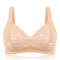 Maternity Sexy Embroidery Flower Wireless Gather Front Buckle Nursing Bra - Nude