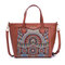 Brenice Embroidery Tote Handbags Vintage Flowers Shoulder Crossbody Bags - Brown