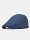 Men Made-old Cotton Color-match Patchwork Casual Sunscreen Beret Flat Caps - Blue
