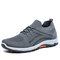 Men Knitted Fabric Breathable Non Slip Lace Up Sport Casual Shoes - Grey
