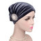 Women's Velvet Wtih Alloy Diamonds Stretch Turban Hat Casual Warm Solid Beanie Cap - Grey