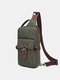 Canvas Soild Buckle Design Anti-theft Sling Bag Muti-Pocket Large Capacity Crossbody Bag Chest Bag - Army Green