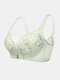Plus Size Women Wireless Push Up Gather Lace Embroidered Thin Full Cup T-Shirt Bra - Grey