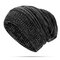 Women's Solid Stripe Knit Skullies Beanie Hat Casual Ear Protection Windproof Warm Outdoor Hat - Black