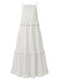 Solid Color Straps Ruffle Plus Size Long Dress for Women - Beige