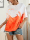 Свободная футболка с круглым вырезом и короткими рукавами Tie Dye Шея Женское - апельсин