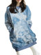 Casual Tie Dye Print O-neck Long Sleeve Plus Size Sweatshirt with Pockets - Light Blue