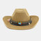 Men And Women Western Cowboy Ethnic Wind Straw Hat Outdoor Beach Hat - Khaki