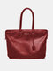 Women Faux Leather Fashion Multifunction Shoe Compartment Large Capacity Tote Handbag Shoulder Bag - Red