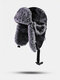 Men PU Faux Rabbit Fur Solid Color Autumn Winter Warmth Ear Protection Windproof Trapper Hat - Blue-gray