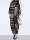 Ethnic Polka Dot Print Long Sleeve Vintage Jumpsuit For Women - Navy