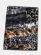 Women Acrylic Artificial Wool Dual-use Patchwork Leopard Print Fashion Warmth Shawl Scarf - Black