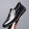 Men Microfiber Leather Non Slip Soft Sole Casual Slip On Shoes - Black
