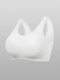 Plus Size Women Ice Silk Seamless Wireless Plain T-Shirt Bra With Removable Chest Pad - White