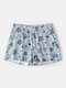 Comfy Anchor Rudder Printed Striped Home Loungewear Pocket Pajamas Shorts - Blue