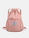 Women Nylon Brief Waterproof Soft Solid Color Backpack - Pink