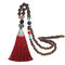 Vintage Buddha Wood Beads Long Necklace Ethnic Geometric Tassel Pendant Sweater Chain - 07