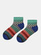 5 Pairs Men Cotton Geometric Striped Pattern Jacquard Breathable Socks - Green