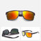 Men Retro Cycling Driving Sunglasses Casual Outdoor Sports Windproof Anti-UV Eyeglasses - Black/Red