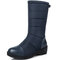 Down Cloth Warm Waterproof Pure Color Mid Calf Lightweight Chunky Heel Boots - Blue