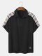Mens Plaid Stitching Applique Preppy Cotton Short Sleeve Shirts - Black