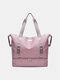 JOSEKO Ladies Polyester Cotton Waterproof Large Capacity Handbag Travel Bag Yoga Sports Fitness Bag - pink purple