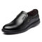 Men Pure Color Leather Slip Resistant Slip On Casual Shoes - Black
