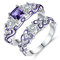Moda 2 peças de anéis decorativos Padrão oco Coração acessórios de joias de anel de zircão para mulheres - Roxa