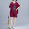 Print T-shirt + Shorts Two-piece Suit - Red wine