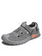 Men Outdoor Closed Toe Double Hook Loop Hollow Out Hiking Sandals - Gray