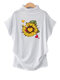 Flower Print Turtleneck Short Sleeve T-shirt - White