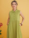 Casual Sleeveless Side Slit Lapel Dresses for Women - Green