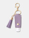 Women Faux Leather Casual Tassel Portable Disinfectant Keychain Pendant Bag Accessory - Purple