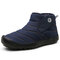 Men Outdoor Waterproof Warm Lining Hook Loop Casual Ankle Boots - Blue