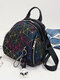 Women Ins PU Leather Sports Bag Geometric Pattern Printed Quilted Bag Backpack Crossbody Bag Shoulder Bag - Black