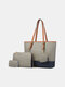 Women 4PCS PU Coin Purse Multi-pocket Large Capacity Laptop Bag Briefcase Business Handbag Crossbody Bag Tote - Gray