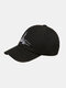 Unisex Cotton Solid Color Letter Gesture Pattern Embroidery All-match Fashion Baseball Cap - Black