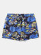 Men Japanese Style Hawaii Cool Short Length Loose Fit Quick Dry Board Shorts - Blue