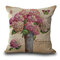 Retro Style Flower Cushion Cover Linen Sofa Decoration Pillowcase - #1