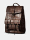 Men Vintage Multifunctional Rub Color Faux Fur Large Capacity Multi-pockets Casual Backpacks Handbag - Coffee