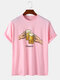 Mens Beer Cheers Graphic Crew Neck Cotton Short Sleeve T-Shirts - Pink