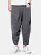 Mens Plain Stripe Patchwork Breathable Pants - Gray