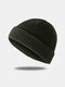 Unisex Solid Color Knitted Wool Hat Skull Caps Beanie Brimless Hats - Army Green