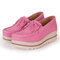 Plus Size Women Moccasins Suede Tassel Flat Platform Sneakers Shoes - Pink