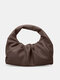 Women Vintage Faux Leather Solid Color Cloud Shape Handbag - Dark Brown