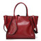 Women Retro PU Leather Handbag Large Capacity Shoulder Bags - Wine Red