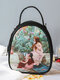 Women Vintage Starry Sky Large Capacity Painting Print Handbag Shoulder Bag - 4