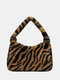 Women Plush Zebra Leopard Pattern Shoulder Bag Handbag - 3