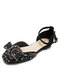 Large Size Women Sparkly Rhinestone Bowknot Decor Comfy D'Orsay Shoes - Black
