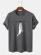Mens Fishing Shark Graphic Cotton Short Sleeve T-Shirts - Dark Gray